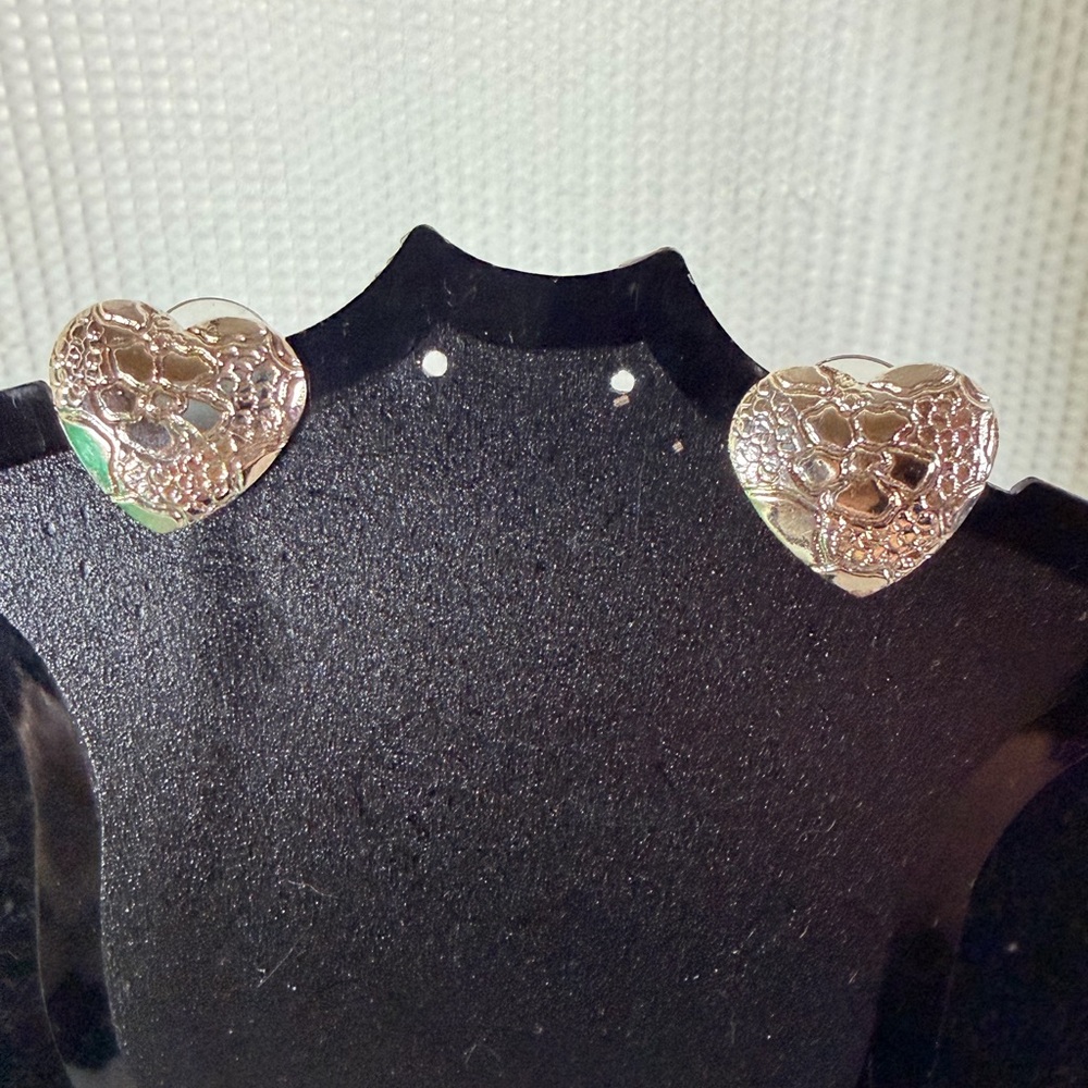 Elegant Heart-Shaped Silver-Tone Earrings